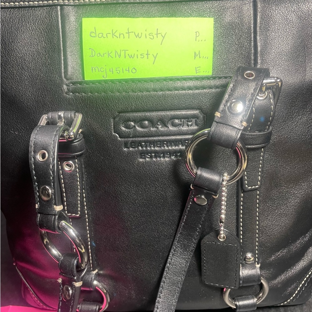 Vintage Coach Black Leather Tote Excellent, classy, LIKE NEW VERY WELL CARED FOR - Picture 7 of 17
